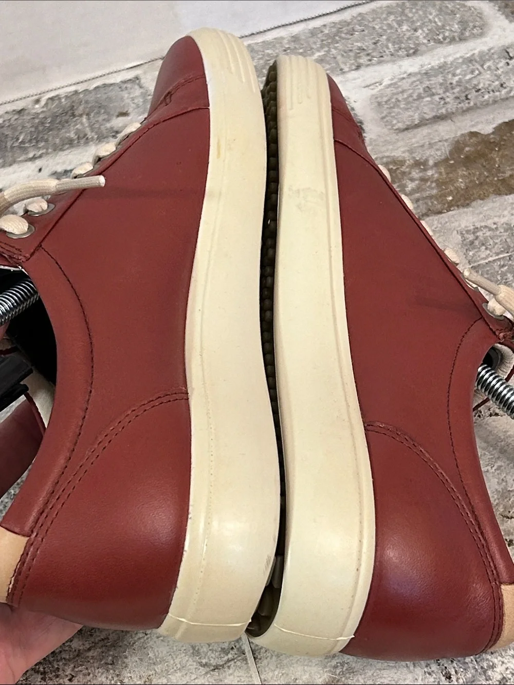 Ecco Women’s Casual Leather Sneakers in Brown with Cream Laces